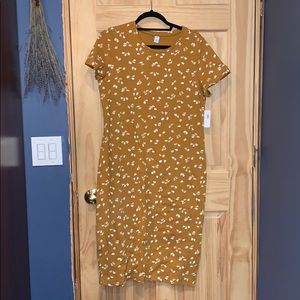 Old Navy Mustard Yellow Flowered Dress